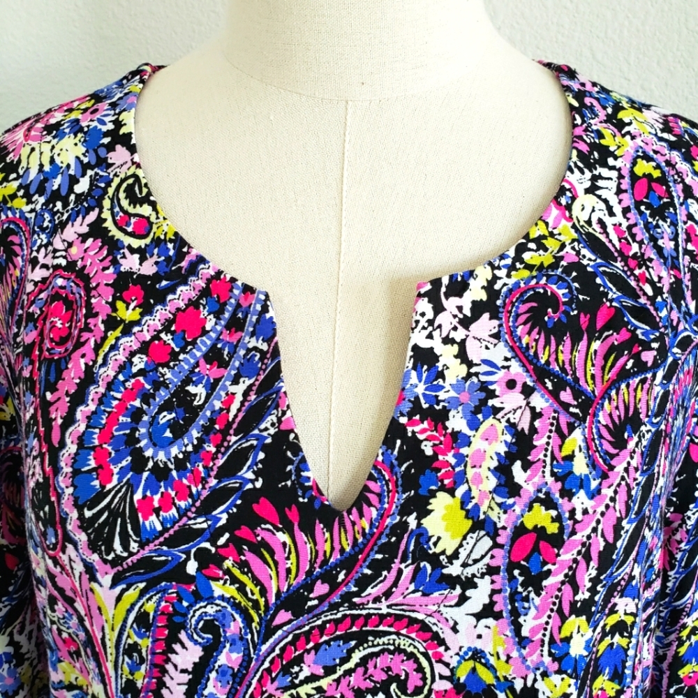 PAPPAGALLO Long Sleeve Pearl Pink Paisley Tunic Top—NWT—L - Picture 2 of 14